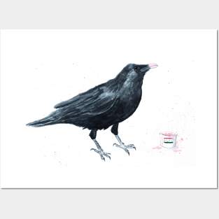 Greedy Raven Watercolour Painting Posters and Art